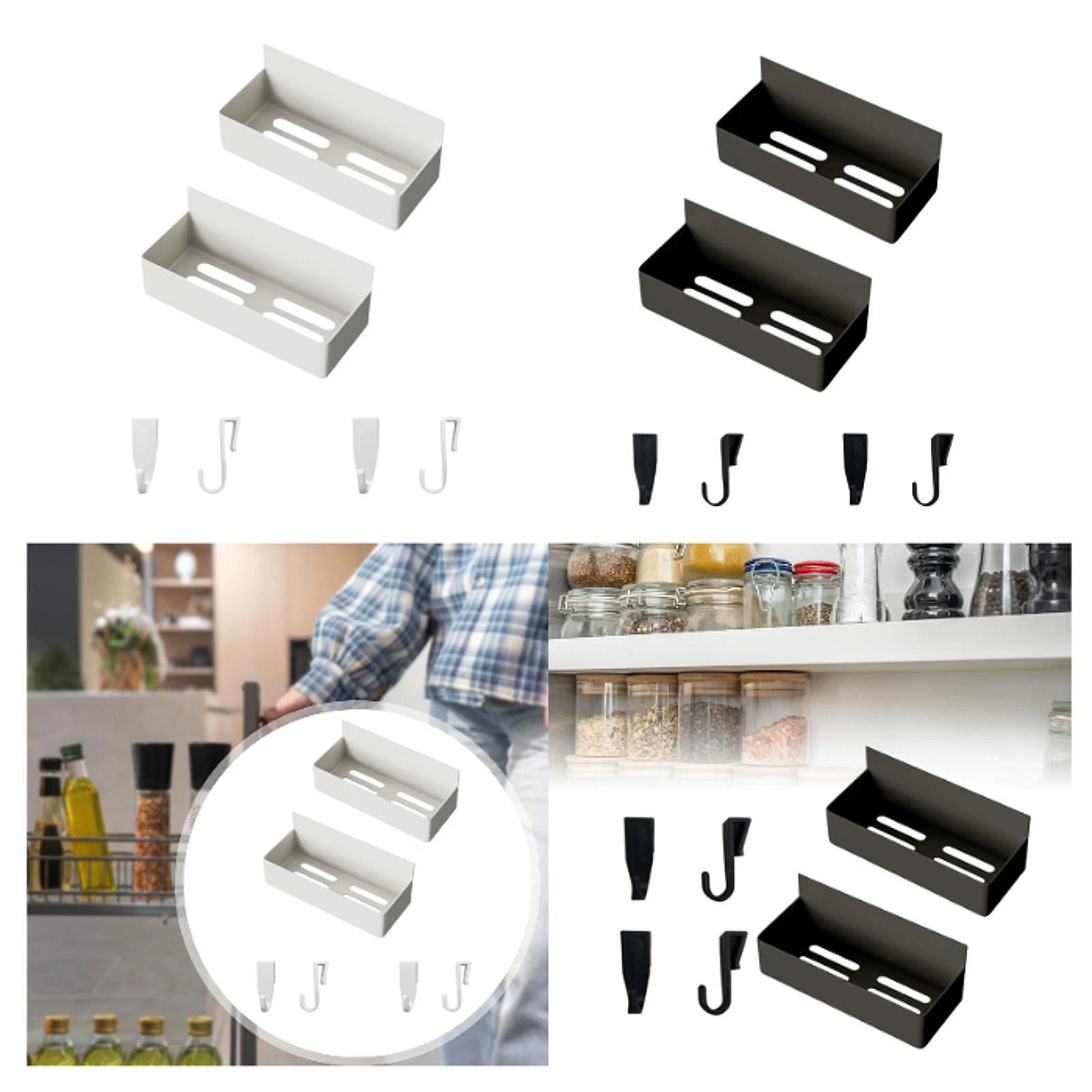 2 Sets Refrigerator Spice Rack Kitchen Organizer Fridge Side Storage Shelf
