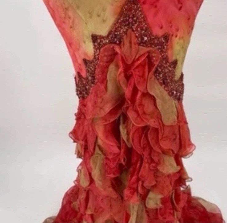 RARO Vestido Sirena Jovani Vintage Seda Con Detalles de Cuentas Talla 4 Foto 3 de 4