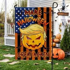 Trumpkin Halloween Yard Flag_ Funny Pumpkin Parody Outdoor Decor