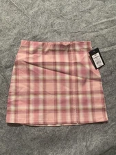 Art Class Girl's Size Medium (8) Notch Pink Plaid Pencil Skirt NWT 0266