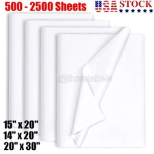 White Tissue Paper 15"x20" 20"x30" 14"x20" Packing Wrapping Cushioning Void Fill