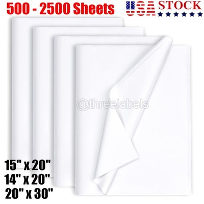 White Tissue Paper 15''x20'' 20''x30'' 14''x20'' Packing Wrapping Cushioning Void Fill