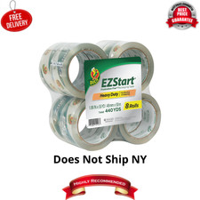 Duck EZ Start Clear Packaging Tape 1.88" x 55 Yd, 8 Rolls Heavy Duty Moving