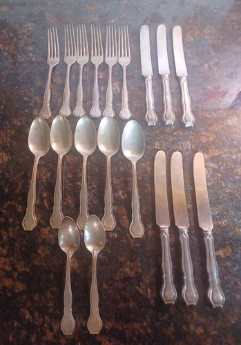 Antique R Wallace & Sons Sterling Silver Flatware Nile Pattern 1908 Partial Set