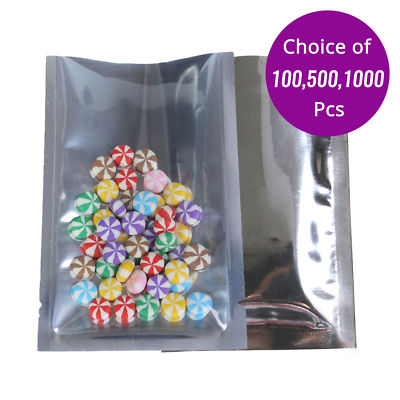 Wholesale Clear Silver Open Top Bag Pouch 3.5x5in with Heat Seal Machine M39