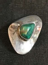 Vtg Modernist 935 Silver Eilat Stone Pin Pendant Bezalel Art Academy Jerusalem