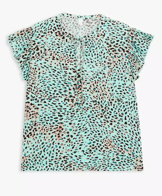 AND/OR Angel Sleeve Animal Print Blouse Aqua Size 10 John Lewis RRP £49.00 CA465 image 4