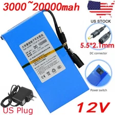 3000~20000mAh 12V Rechargeable Li Battery Portable Battery Pack US Plug Charger