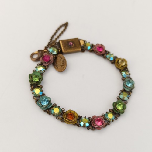 Michal Negrin Bracelet Roses Colorful 3D Enamel AB Crystals Shabby Sick Romantic - Picture 19 of 22
