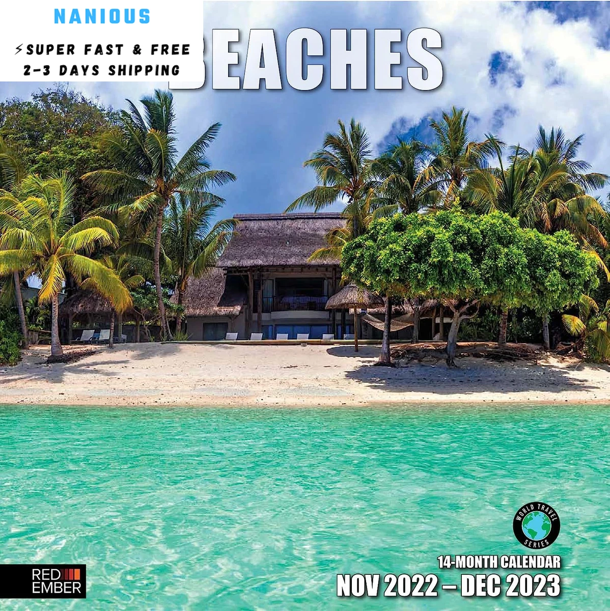 RED EMBER Beaches 2023 Hangable Monthly Wall Calendar | 12" x 24"  Open |... | eBay