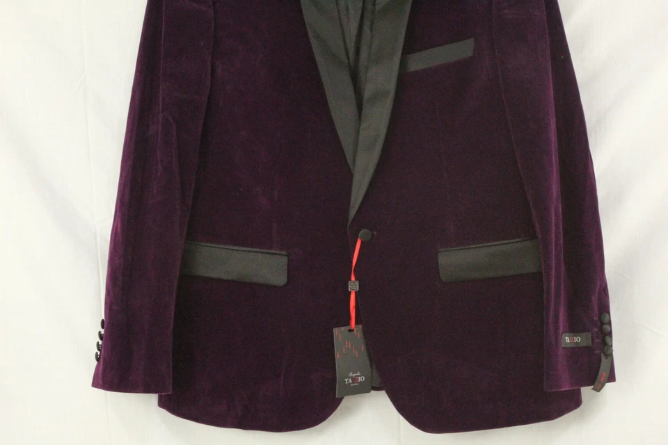 BESPOKE TAZZIO Men's Size 2XL Tuxedo Jacket One Button Color Purple Velvet NWT - Image 3 of 4