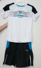 NWOT BEAUTIFUL 2PC PUMA BOYS ATHLETIC OUTFIT SET WHITE BLACK SZ 6 74