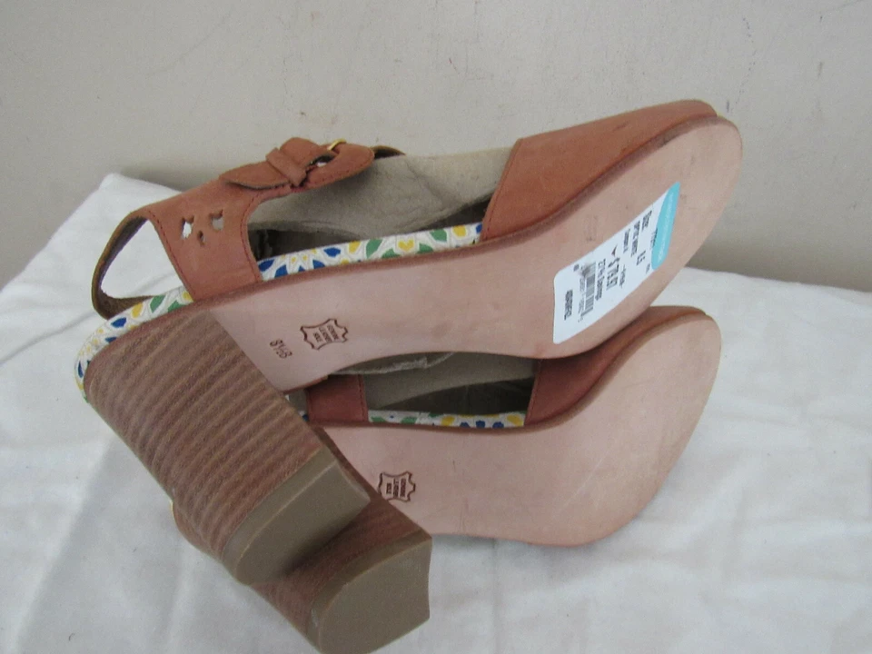 NUEVO JASPE&JEERA DETALLES PERFORADOS FAIROUZ CUERO CUBO TACÓN SANDALIAS 8.5 B  Foto 4 de 4