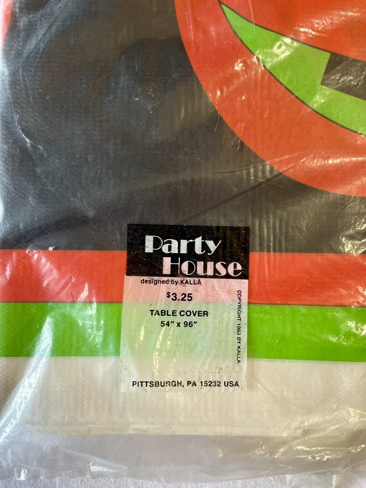 Vintage 1983 Halloween Table Covers Jack O Lantern By Party House Kalla 54"x96" - Image 2 of 4