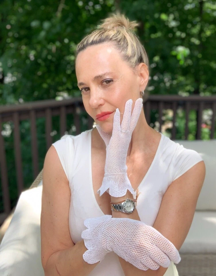 Guantes de malla años 60 blancos - pequeños - guantes de malla vintage Foto 3 de 4