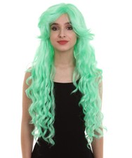 Mystic Mermaid Wig Mint Green Long Curly Hair for Women Cosplay Halloween