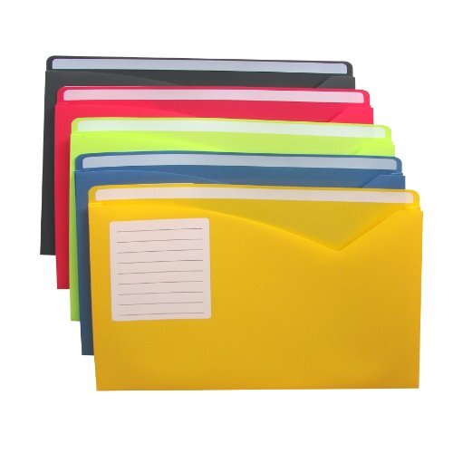 C-Line Write-on Poly File Jackets, Lime Green, Amber Orange, Steel Blue, Pack 