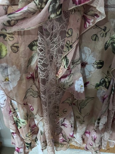 alice and olivia beautiful long silk & lace dress large 8 used - Picture 11 of 19