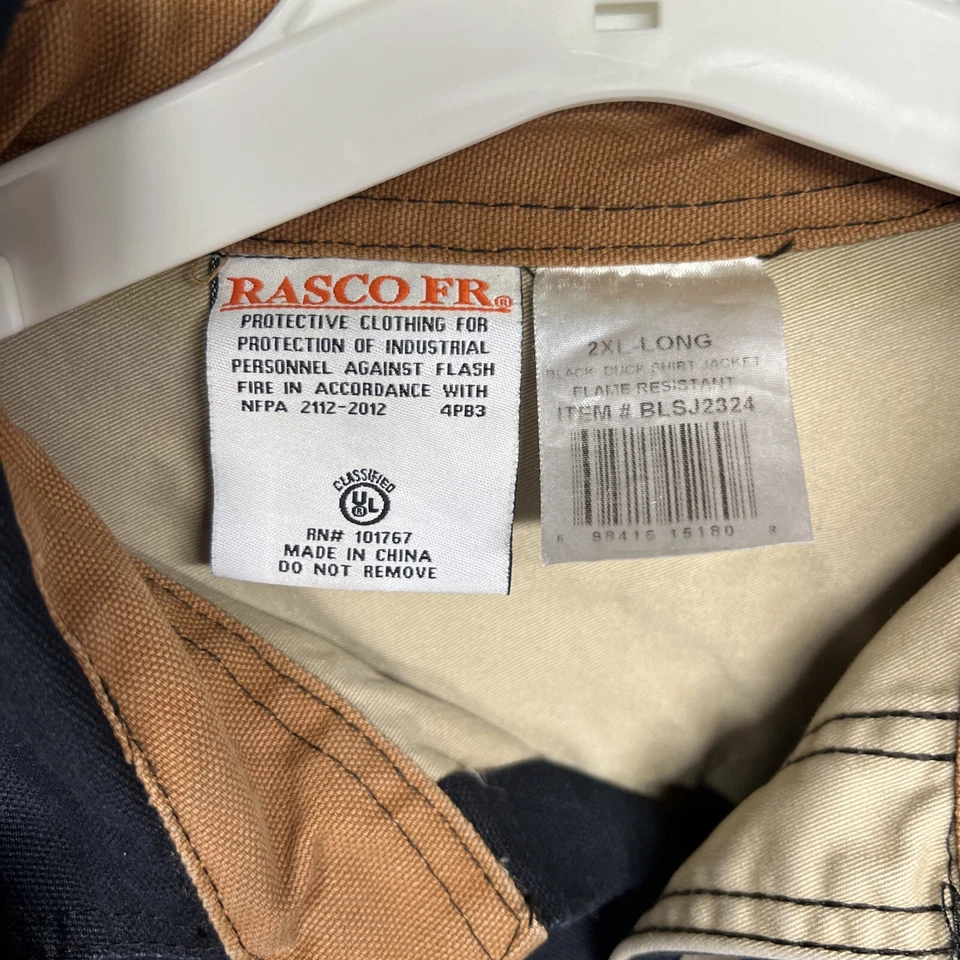 RASCO FIRE RESISTANT BLACK DUCK SHIRT JACKET 2X Long - Image 3 of 4