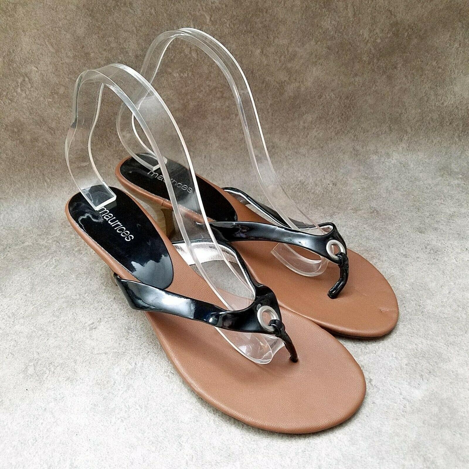 Maurices Womens Farrah Sz 10 M Black Thong 2.5 Heels Sandals | eBay