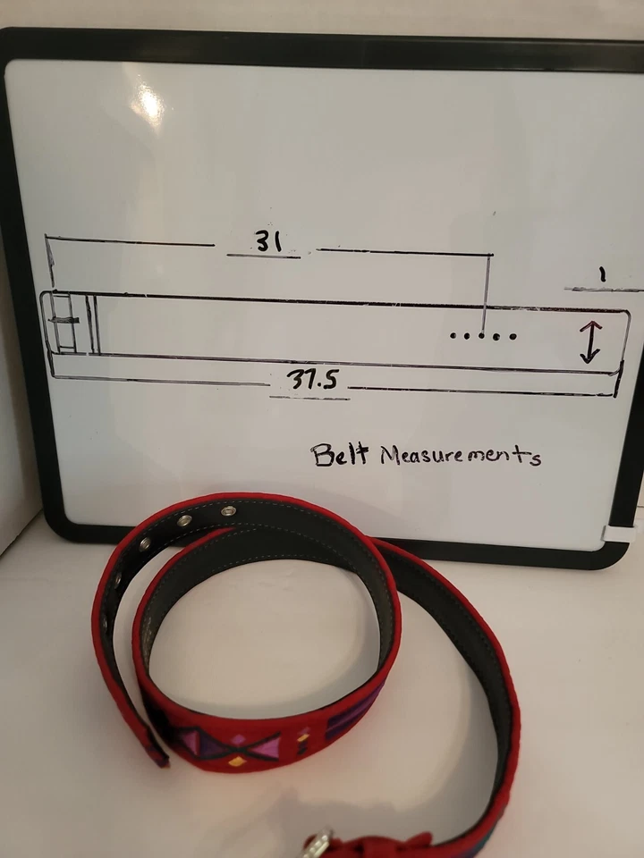 Cinturón Comeco Bordado Arte Vibrante Rojo Multicolor De Colección Años 80 Estilo 9287 L/M Foto 2 de 4