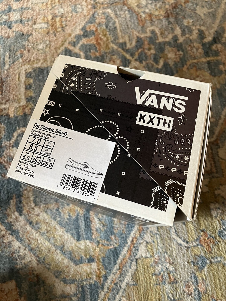 KITH VANS OG CLASSIC SLIP ON 10TH ANNIVERSARY SCARAB BANDANA SIZE