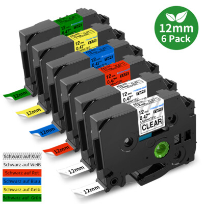 6x Schriftband TZe-131-731 TZe-231 12mm Kompatible Brother P-touch H100LB 1010