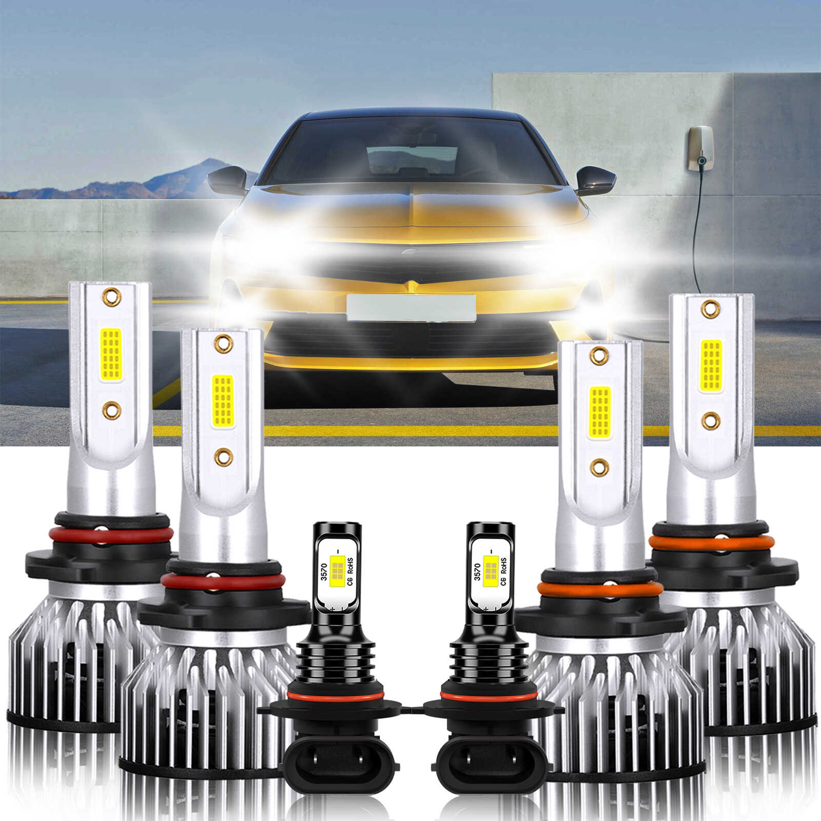 LED Headlight Bulb Hi/Lo Beam Fog Light For Chevrolet Avalanche 2500 2002-2004