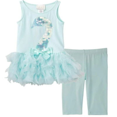 Biscotti Girl's 2 PC Dance Dress/ Tutu/Ballet Dress/LEGGINGS(Aqua (Swan) 4T)NWT