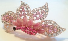 1 pc Butterfly Design Hair Barrette Pink Color Crafted in Rhinestones
