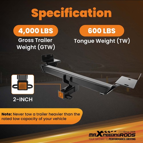 Class 3 Trailer Hitch 2" Receiver For Jeep Compass 2017-2025 4000lbs GTW Steel - Picture 4 of 12