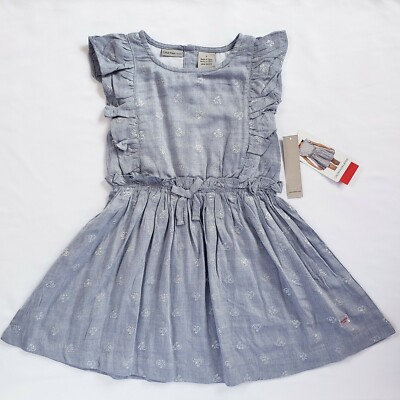 Calvin Klein Jeans Girls Gray Chambray Dress w/ Silver Hearts Sizes: 4T, 5