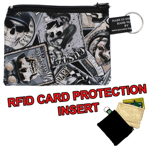 Schädel Biker Patch Münze & Karten Geldbörse Bargeld 100 % Baumwolle Stoff Motorradclub - Bild 6 von 18