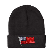 Beanies for Men Waves American Flag Embroidery Winter Hats Women Skull Cap