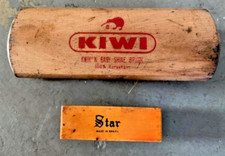 Kiwi Shoe Shine Brush 6.5"  Mini Star Shoe Shine Brush 3.5" Horse Hair  Wood