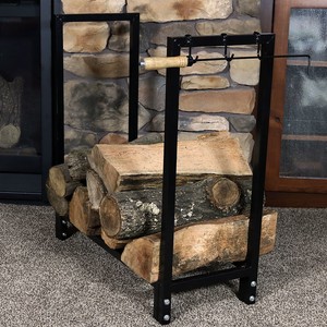 Sunnydaze Indoor Outdoor Firewood Log Rack Holder 30 Inch Black