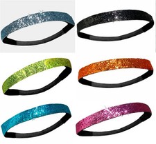 Glitter Headbands Softball Soccer Elastic Back Girls Ladies Sports Hairband