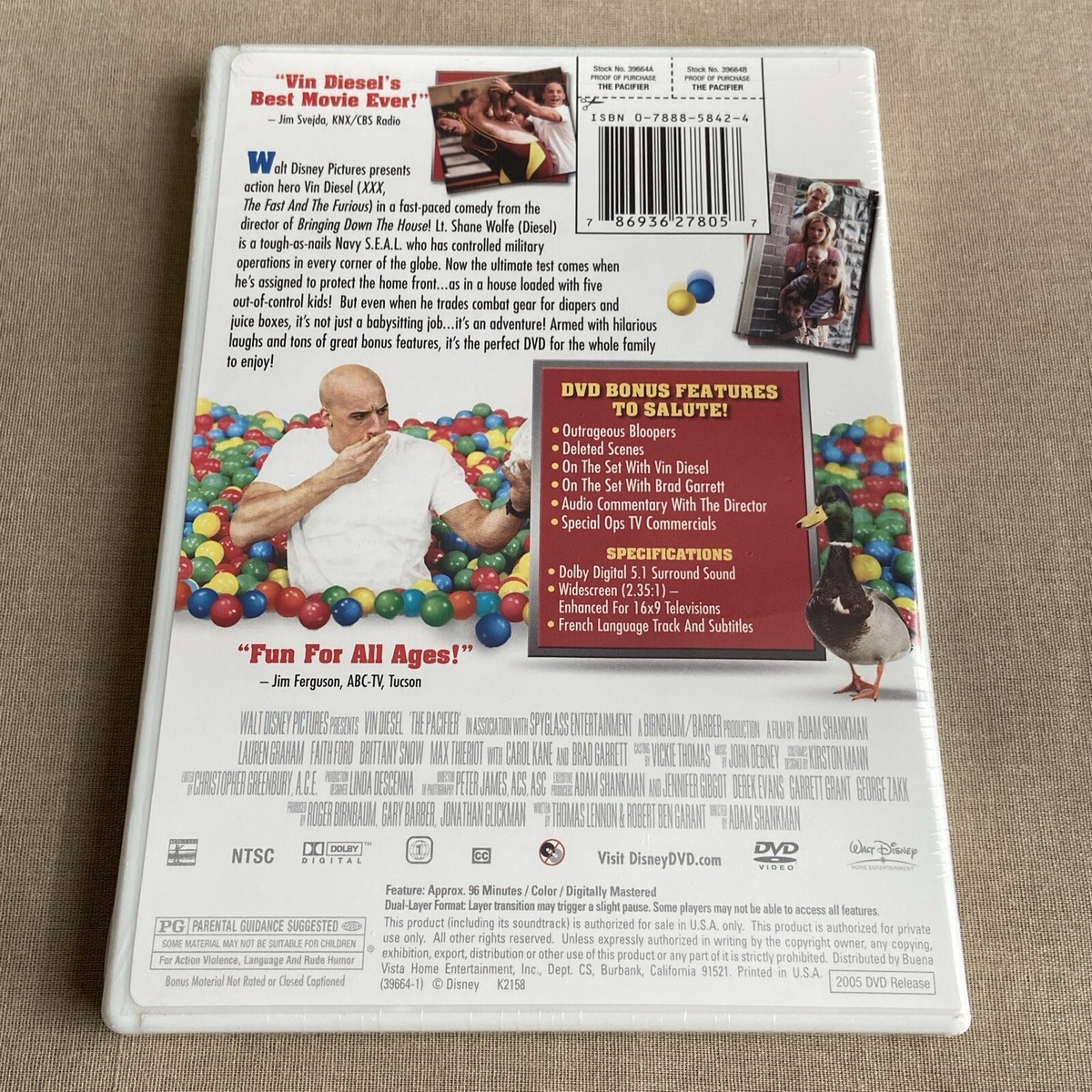 Walt Disney: The Pacifier (DVD 2005 NEW WS) Vin Diesel Comedy Family  Babysitter