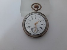 Antique Open Face Solid Silver Pocket Watch Pinset Remonton 16 Rubin