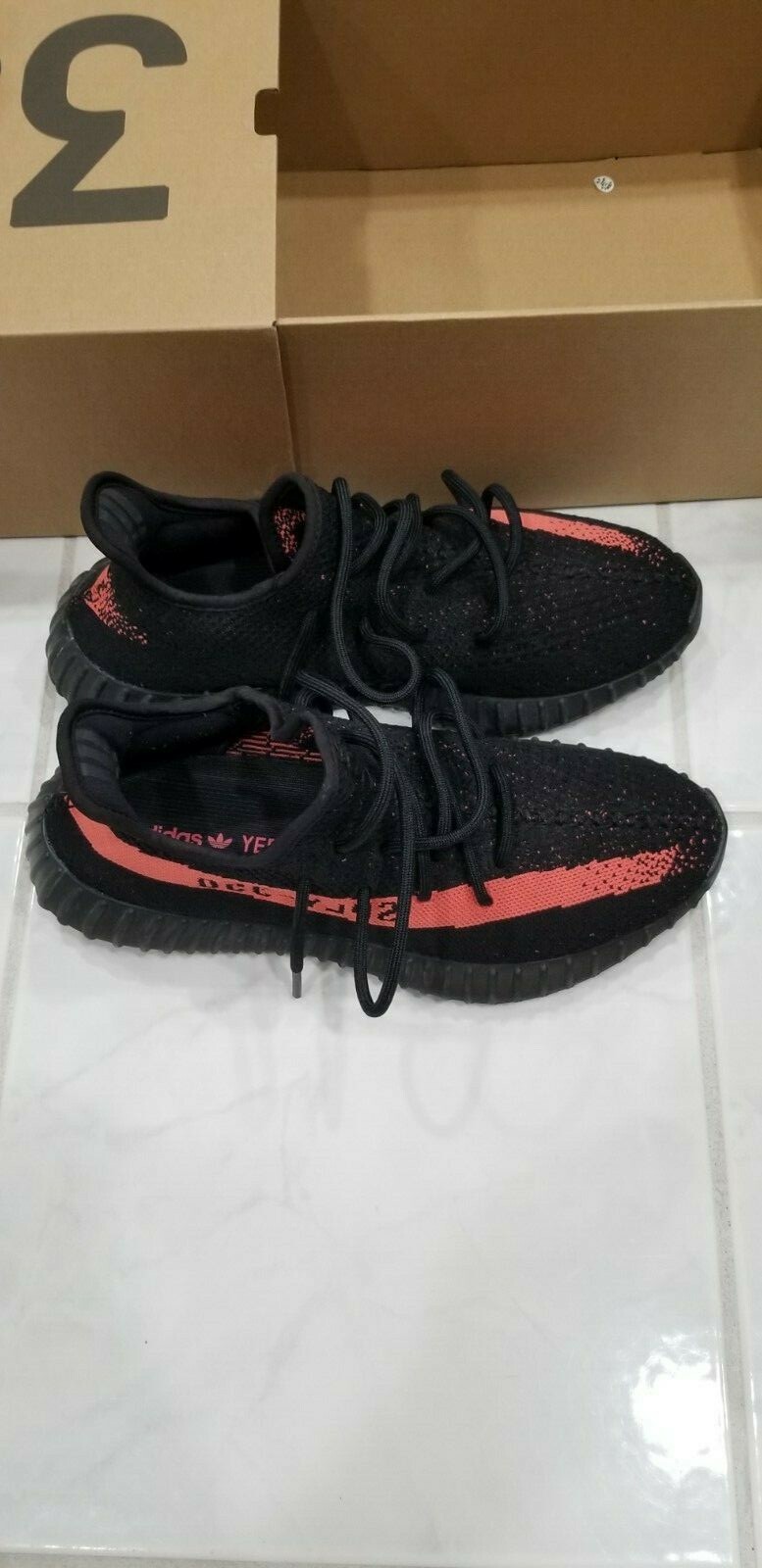 Adidas Yeezy Boost 350 V2 - Core Black Red Size 9.5 Authentic & Mint Condition image 3