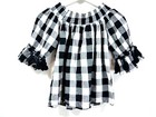 French Connection Off The Shoulder Top Womens Check Size 8 