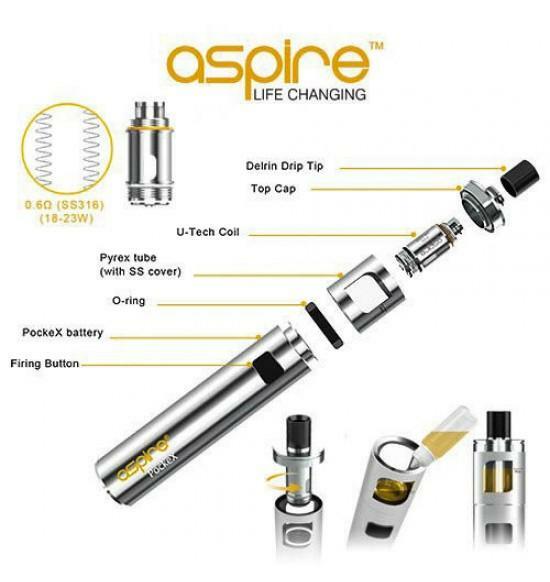 100% Genuine Aspire® PockeX Starter Kit AIO Pocket E-Cigarette Vape Pen or  Coils
