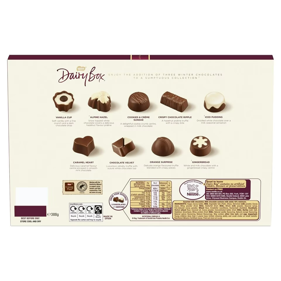 Nestle Dairy Box Christmas Milk Chocolate Assortment 388G ! GET FREE