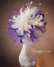 Kentucky Derby Hat Royal Ascot Fascinator Hat Purple Off White Hat Del Mar Hat