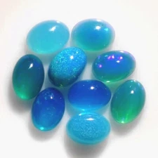 CARIBBEAN BLUE OPAL 8 x 6 MM OVAL CABOCHON  SOLD PER STONE F-2741