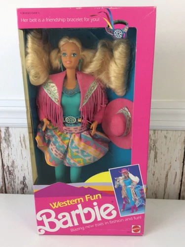 1989 WESTERN FUN BARBIE - 9932 - ORIGINAL BOX UNOPENED - FRIENDSHIP BRACELET