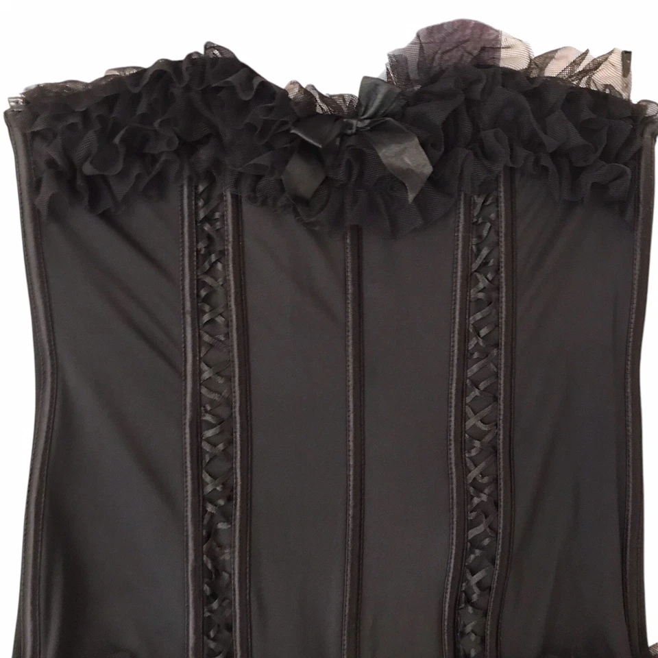 Sexy Corsé Tórrido Bustier Negro Encaje Sin Tirantes Arcos Gótico Punk Para Mujer Talla 2X Foto 2 de 4