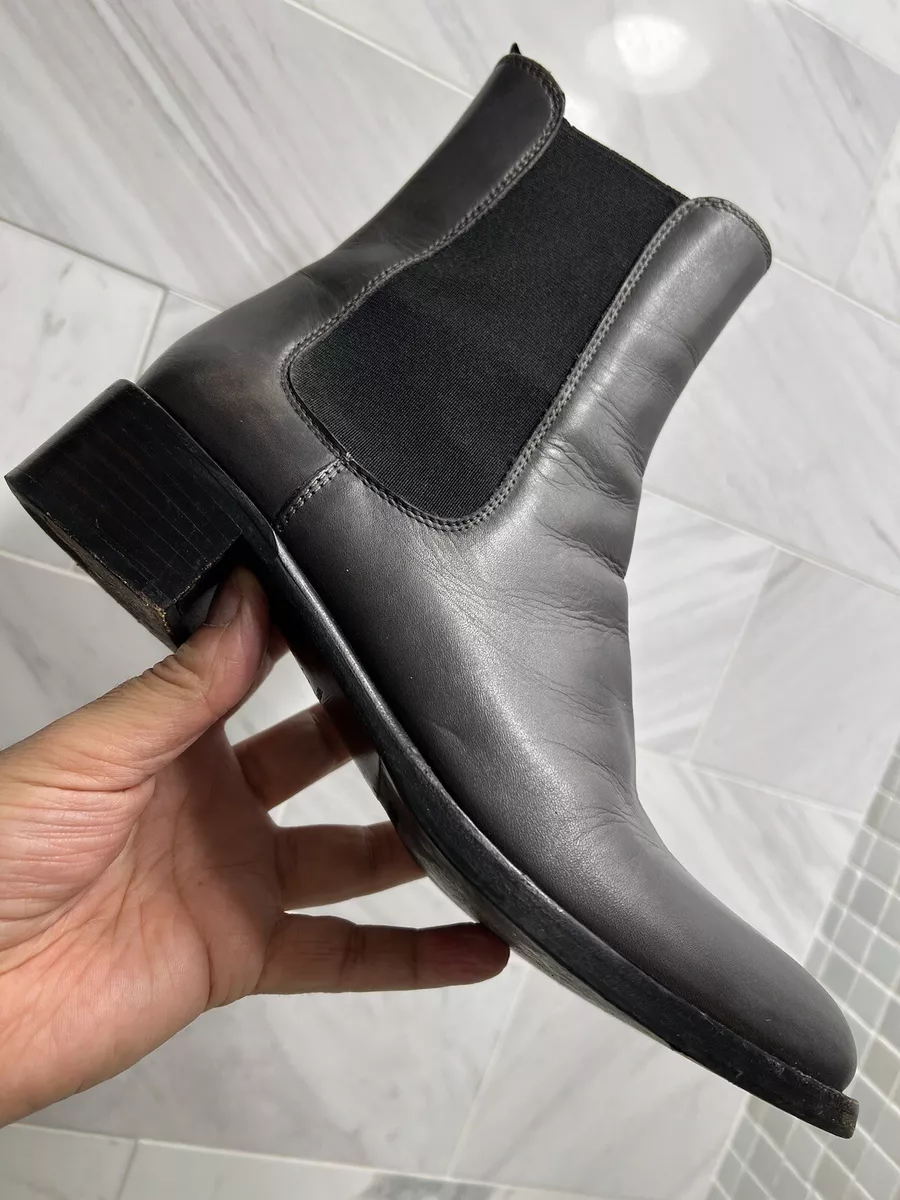 Jil Sander gray pull on Chlesea boots Leather Women's US 6 EU 36 1.5” block heel