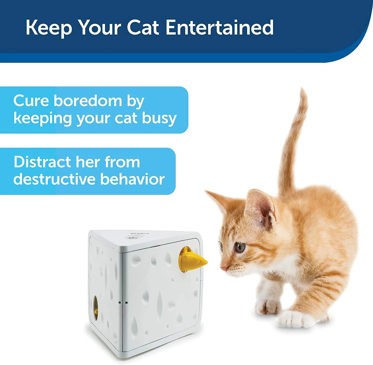 PetSafe PTY00-14669 Automatic Interactive Cat Teaser Cheese Toy Hide Seek Mice
