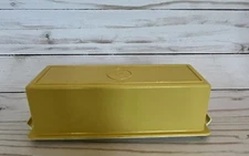 Vintage Tupperware Butter Dish Keeper Harvest Gold Lid 637-3 Almond Base 636-1